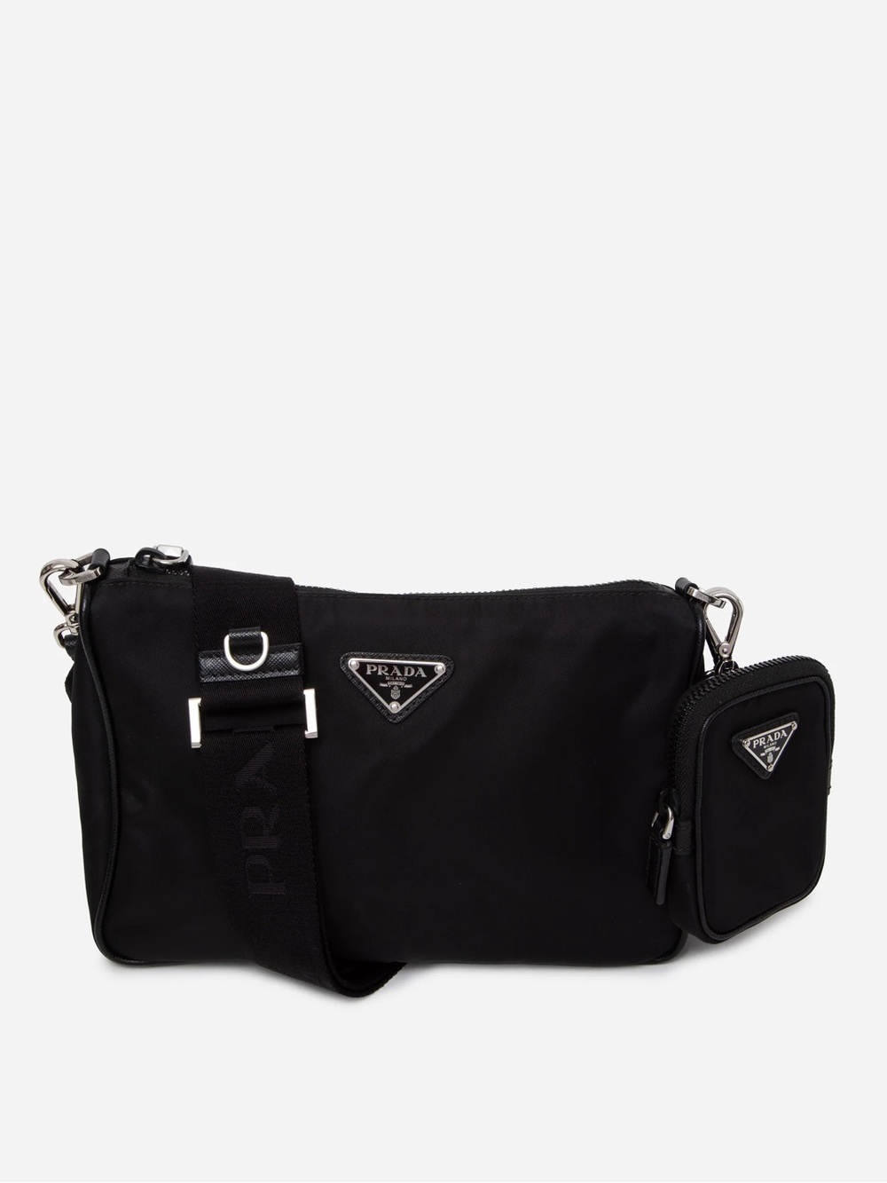 Prada Black Re-Nylon and Saffiano Leather Shoulder Bag